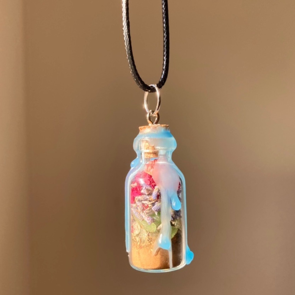 Happiness & healing spell jar necklace